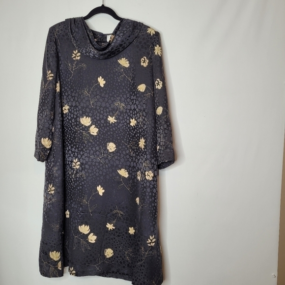 LIHLI Saks Fifth Black Silk Floral Dress - Picture 3 of 14